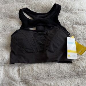 Zella Charcoal Sports Bra with Mesh Accents